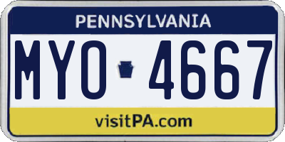 PA license plate MYO4667