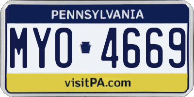 PA license plate MYO4669