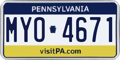 PA license plate MYO4671