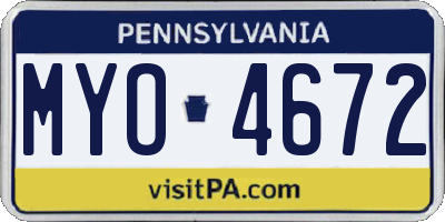 PA license plate MYO4672