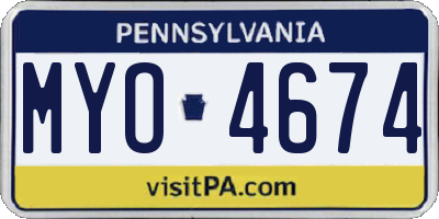PA license plate MYO4674