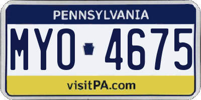 PA license plate MYO4675