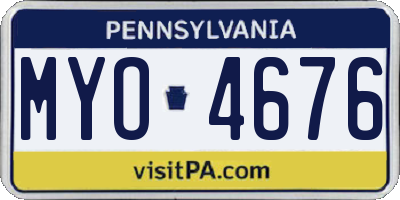 PA license plate MYO4676