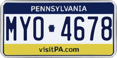 PA license plate MYO4678