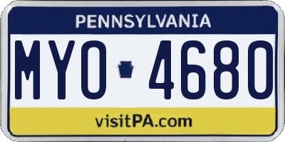 PA license plate MYO4680