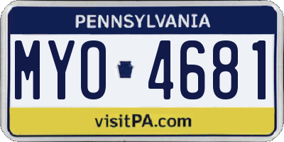 PA license plate MYO4681