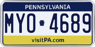PA license plate MYO4689