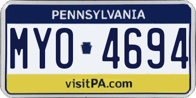 PA license plate MYO4694