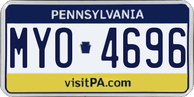 PA license plate MYO4696
