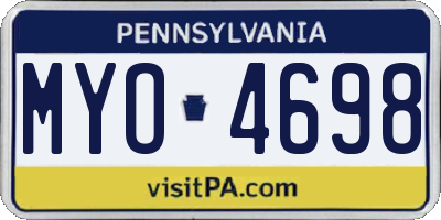 PA license plate MYO4698
