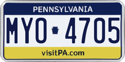 PA license plate MYO4705