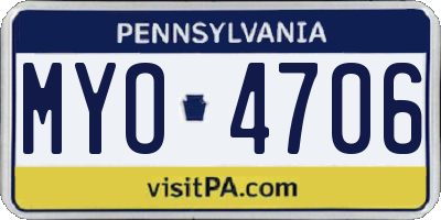 PA license plate MYO4706