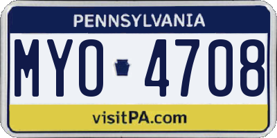 PA license plate MYO4708