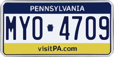 PA license plate MYO4709