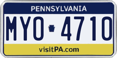 PA license plate MYO4710