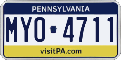 PA license plate MYO4711