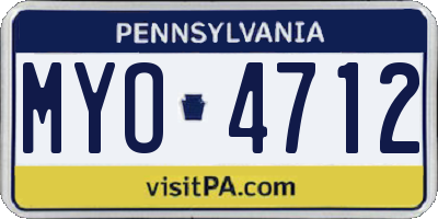 PA license plate MYO4712