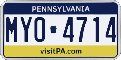 PA license plate MYO4714