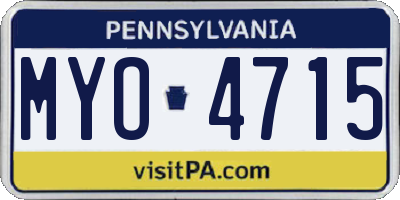 PA license plate MYO4715