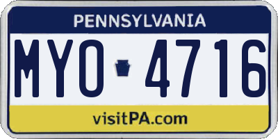 PA license plate MYO4716