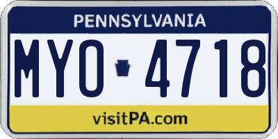 PA license plate MYO4718