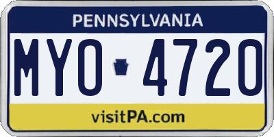 PA license plate MYO4720