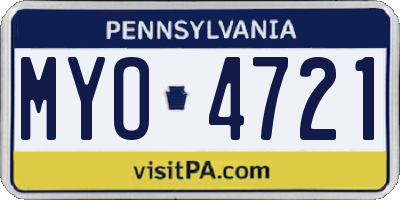 PA license plate MYO4721