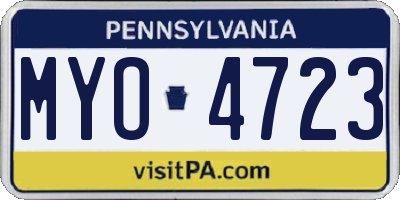 PA license plate MYO4723