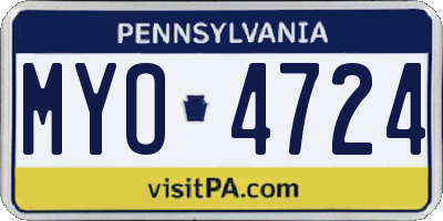 PA license plate MYO4724