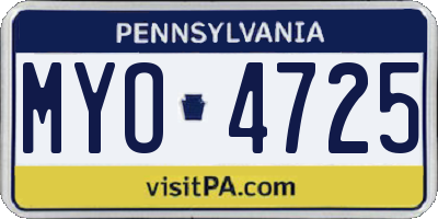 PA license plate MYO4725
