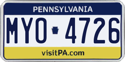 PA license plate MYO4726