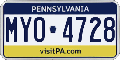 PA license plate MYO4728