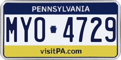 PA license plate MYO4729