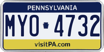 PA license plate MYO4732