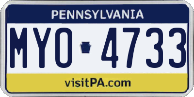 PA license plate MYO4733