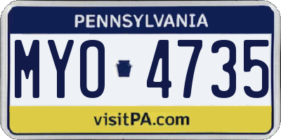 PA license plate MYO4735