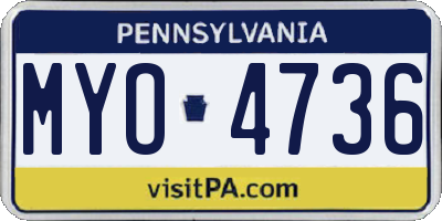 PA license plate MYO4736