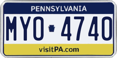 PA license plate MYO4740