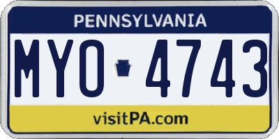 PA license plate MYO4743