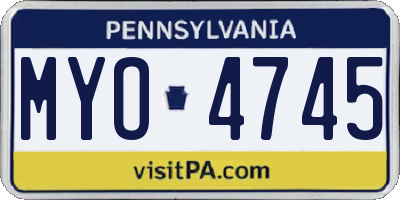 PA license plate MYO4745