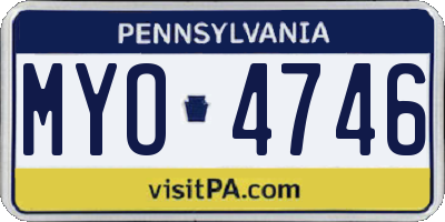 PA license plate MYO4746