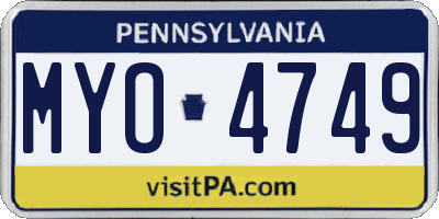 PA license plate MYO4749