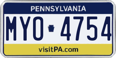 PA license plate MYO4754