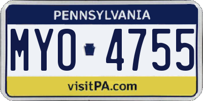 PA license plate MYO4755