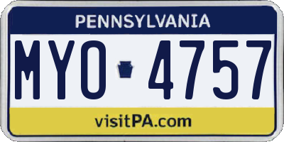 PA license plate MYO4757