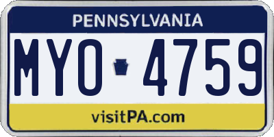 PA license plate MYO4759