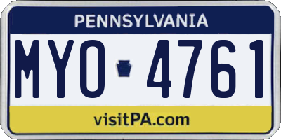 PA license plate MYO4761