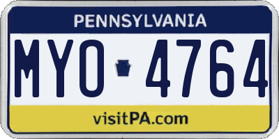 PA license plate MYO4764