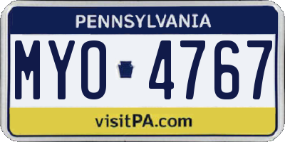 PA license plate MYO4767