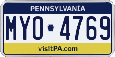 PA license plate MYO4769